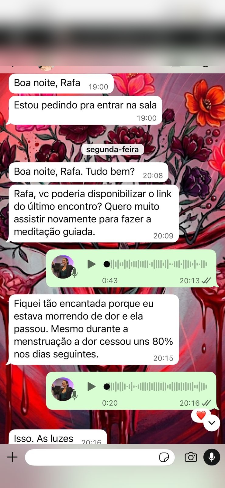 Depoimento de paciente relatando redução significativa da dor